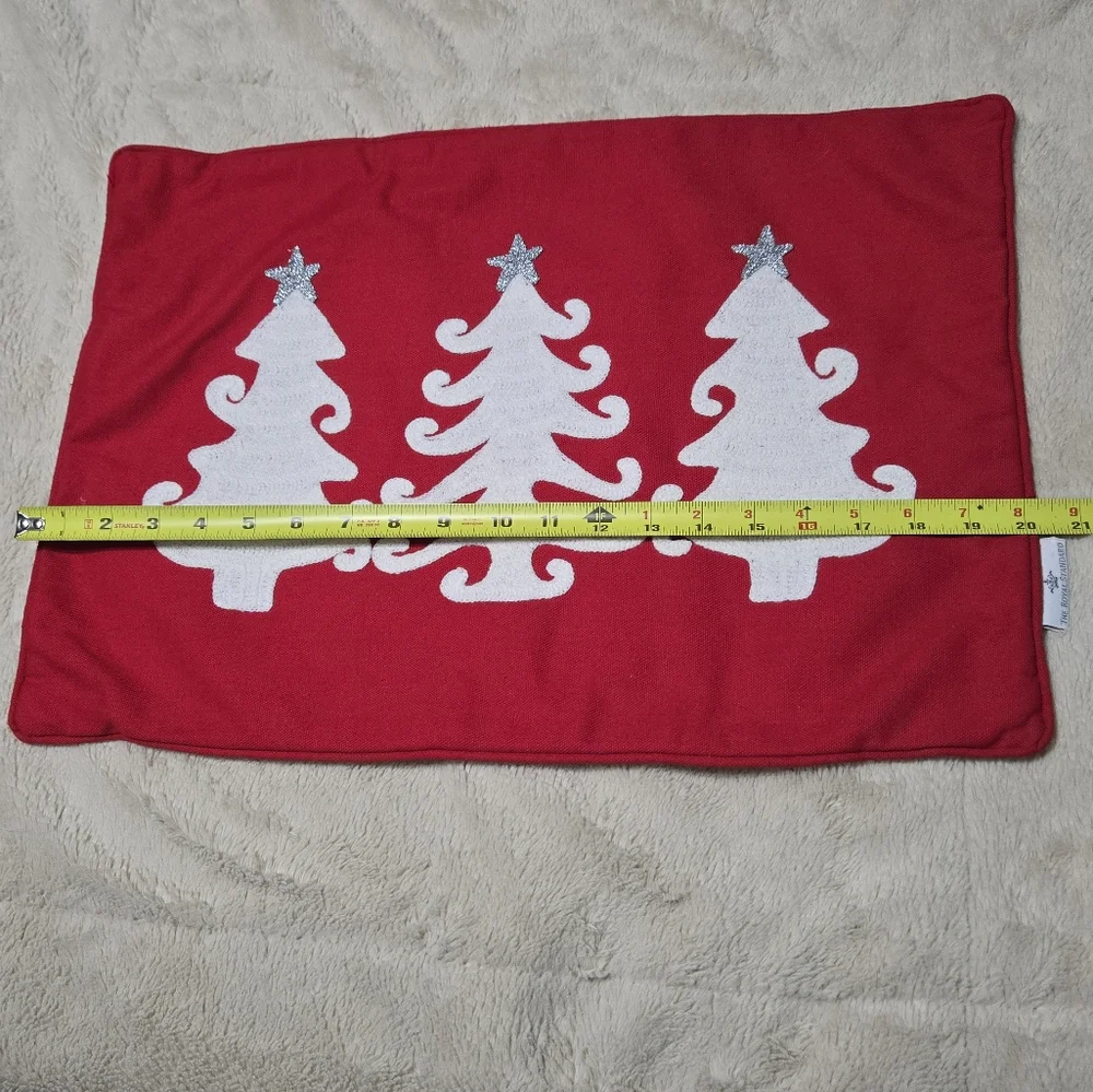 Holiday Red and White Christmas Tree Pillow Cover Only